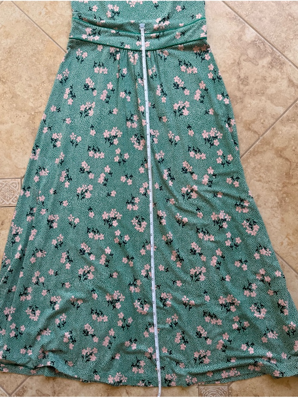 Boden Green Floral Short-Sleeve Midi Dress with Pink Blossoms - Picture 11 of 12